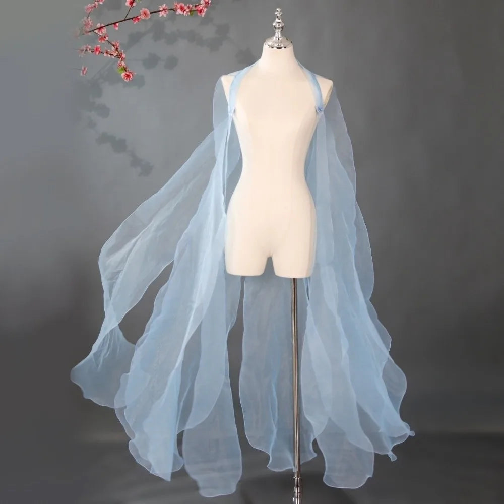 Long Sheer Shoulder Strap Cape for Layering over Outfits