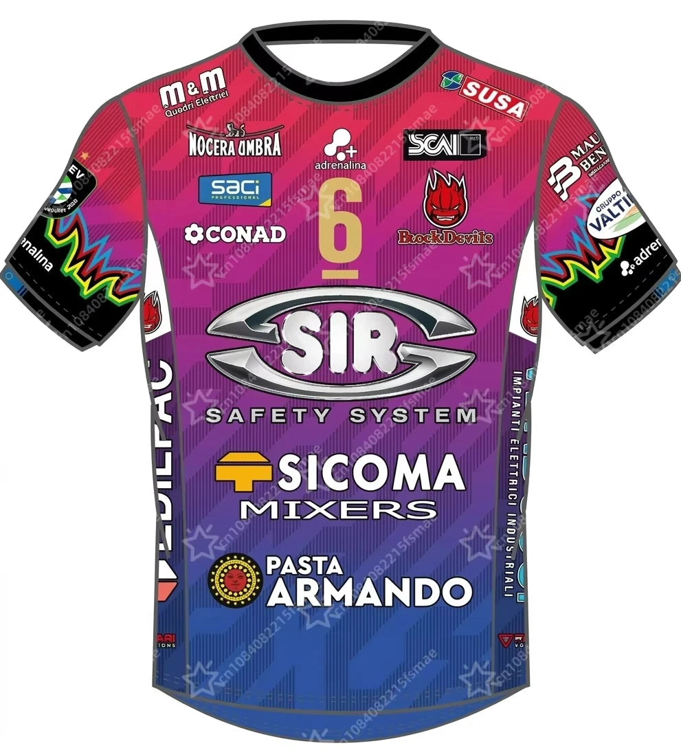 Perugia Number Six Volleyball Short Sleeve Jersey For Sports Outfits