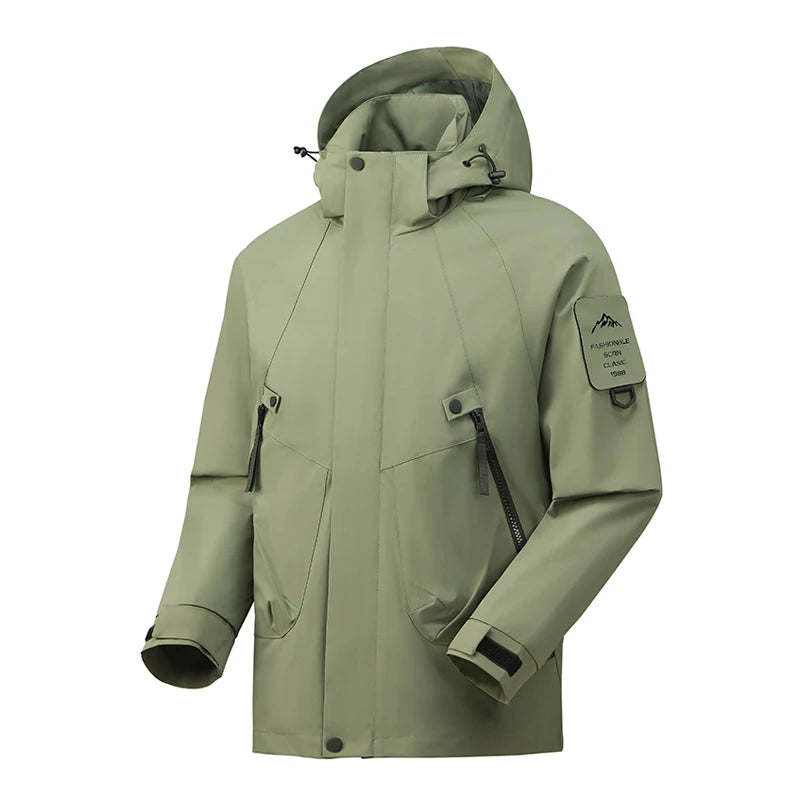 Hooded Long Sleeve Full Zip Outdoor Hiking Jacket with Pockets
