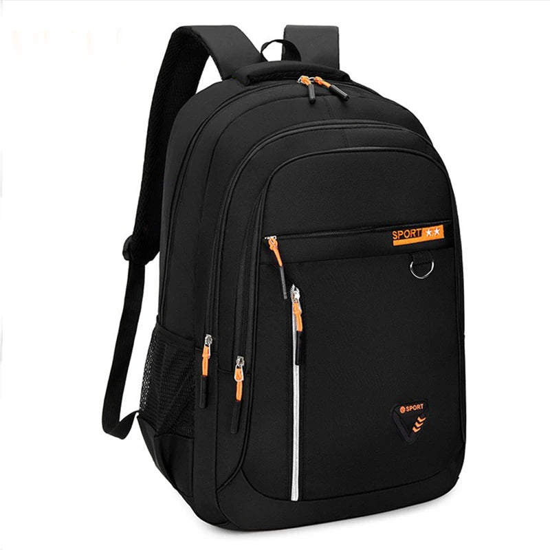 Multi-Layer Commuter Backpack with Front Zippers and Contrast Colour Details