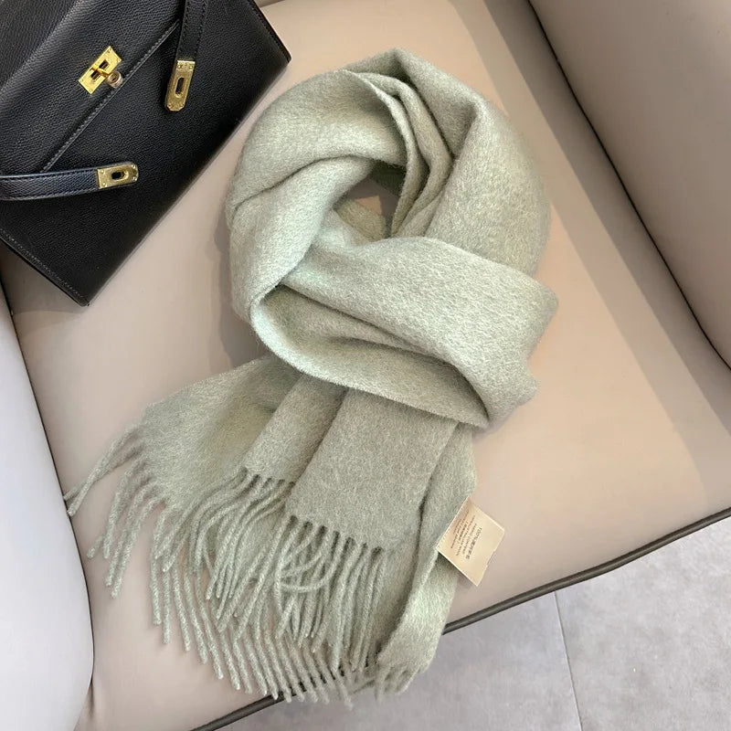 Solid Long Fringed Scarf for Neck and Wrap Styling