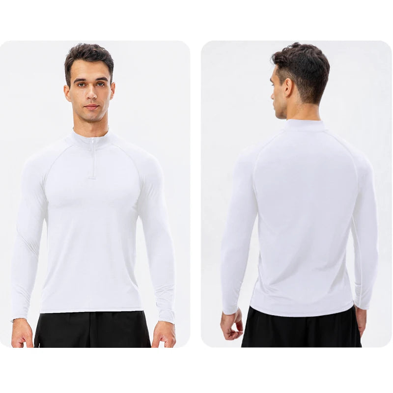 Stand Collar Half Zip Long Sleeve Running Training Top