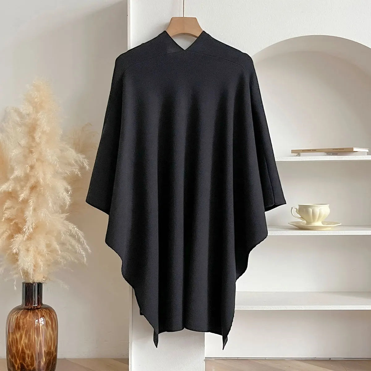Solid Asymmetric Draped Wrap Scarf for Layering over Outfits