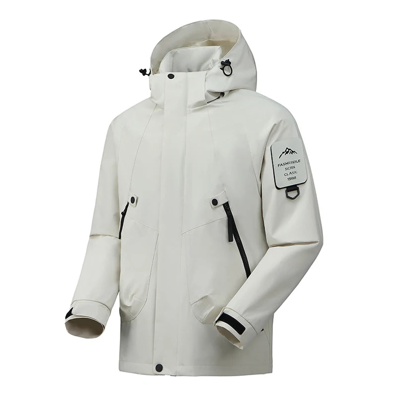 Hooded Long Sleeve Full Zip Outdoor Hiking Jacket with Pockets
