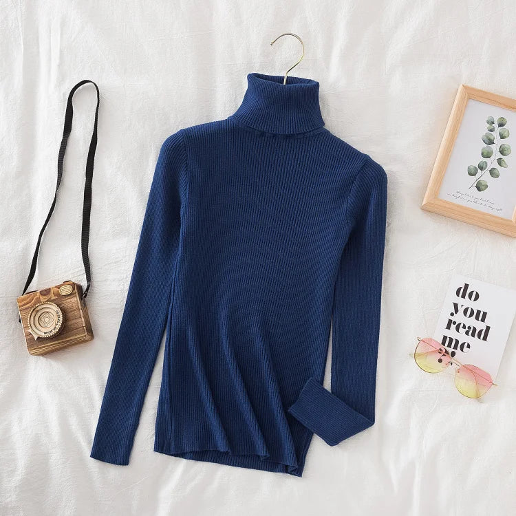 Women's Ribbed Mock Neck Long Sleeve Sweater Casual Knit Layer
