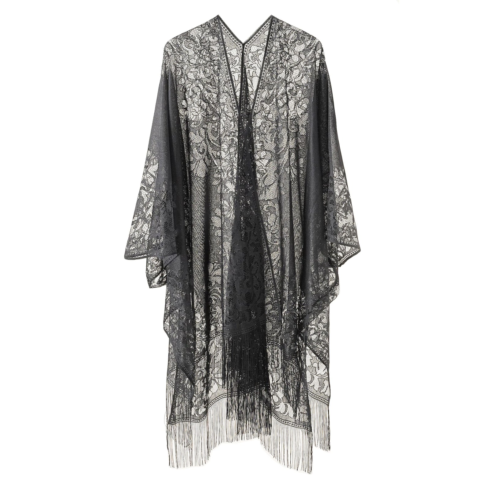 Long Lace Open Front Cardigan for Layering over Outfits
