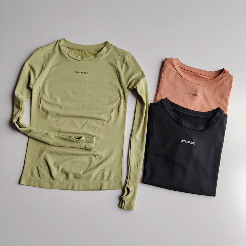 Women's Fitted Crew Neck Long Sleeve T-shirt For Workout Outfits