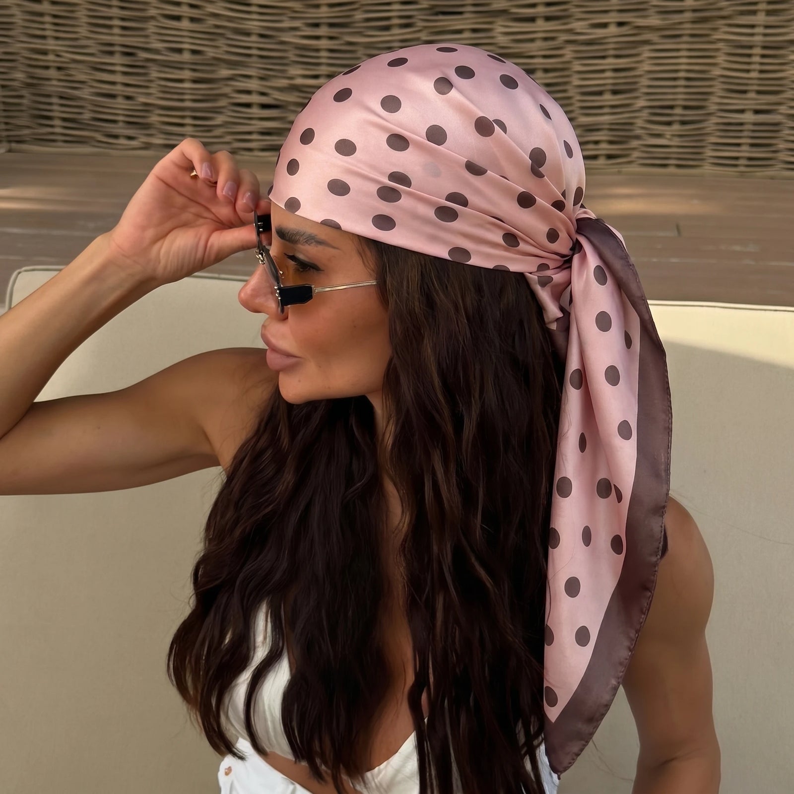 Polka Dot Square Scarf for Hair and Neck Styling
