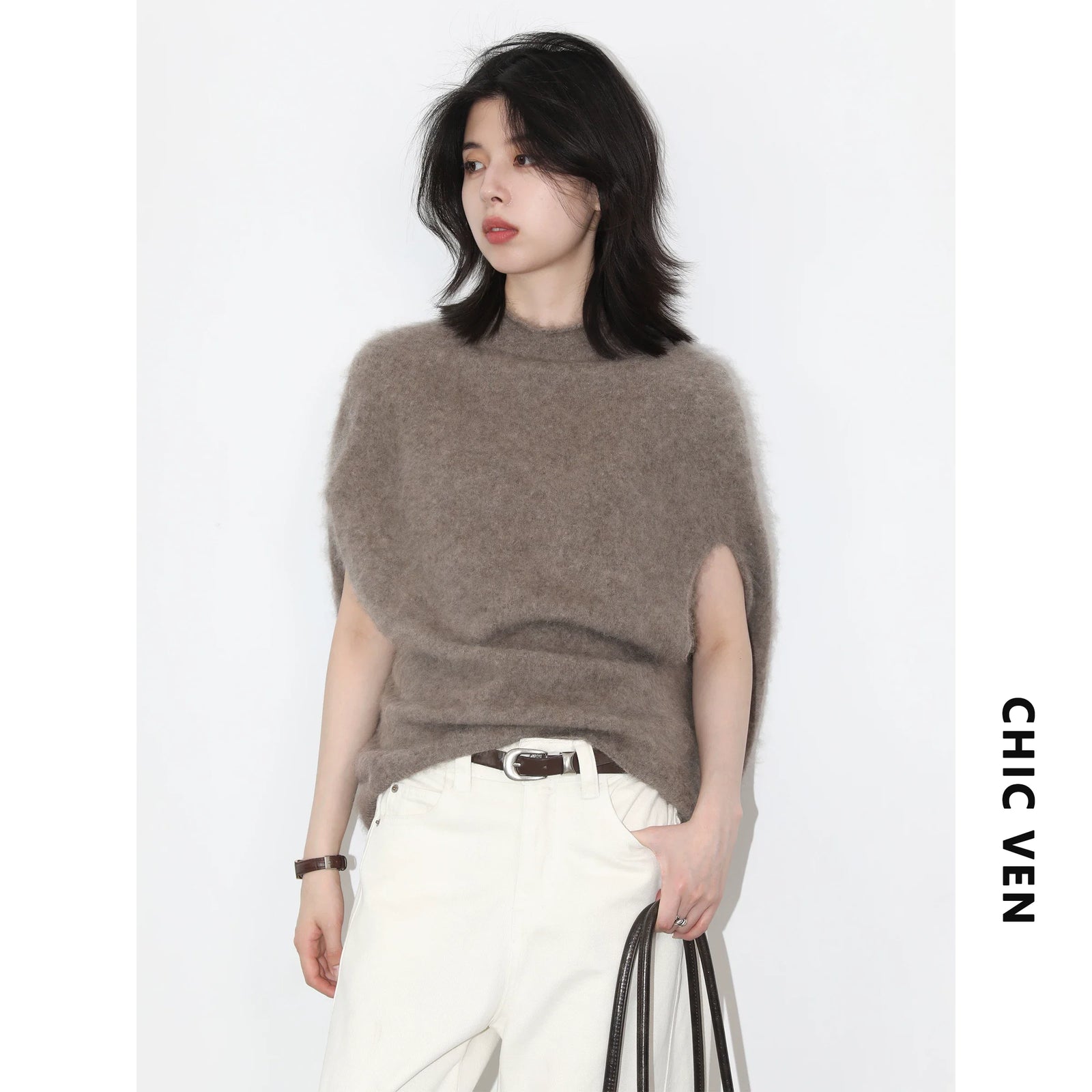 Women's Wide Draped Pullover Shoulder Poncho Poncho Casual Knit Layer
