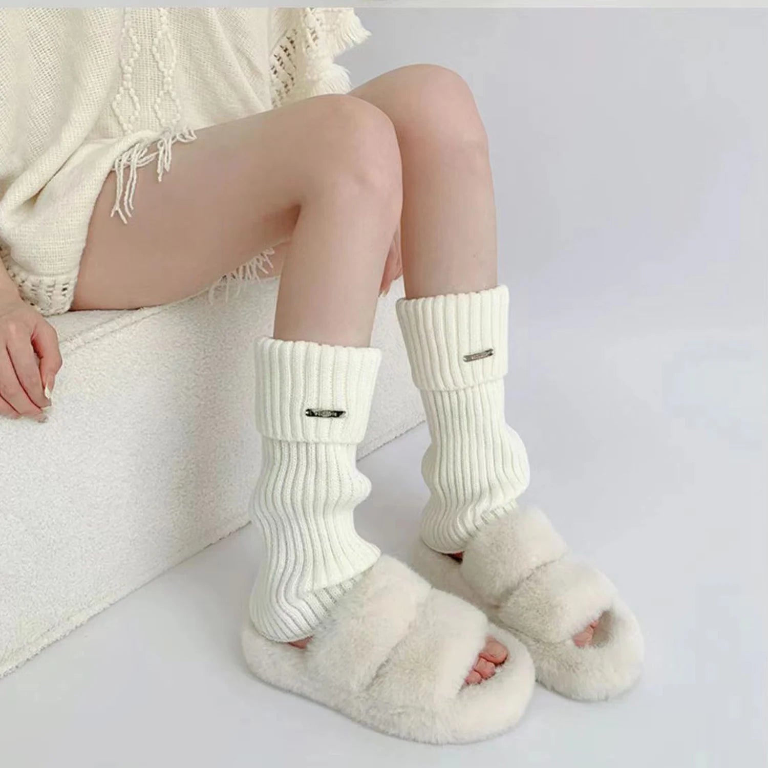 Flared Knit Leg Warmers with Slouchy Long Shape