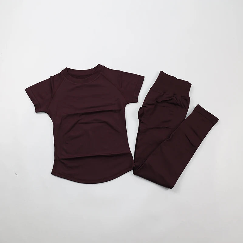 Women's Tee And Shorts Yoga Set For Workout Outfits