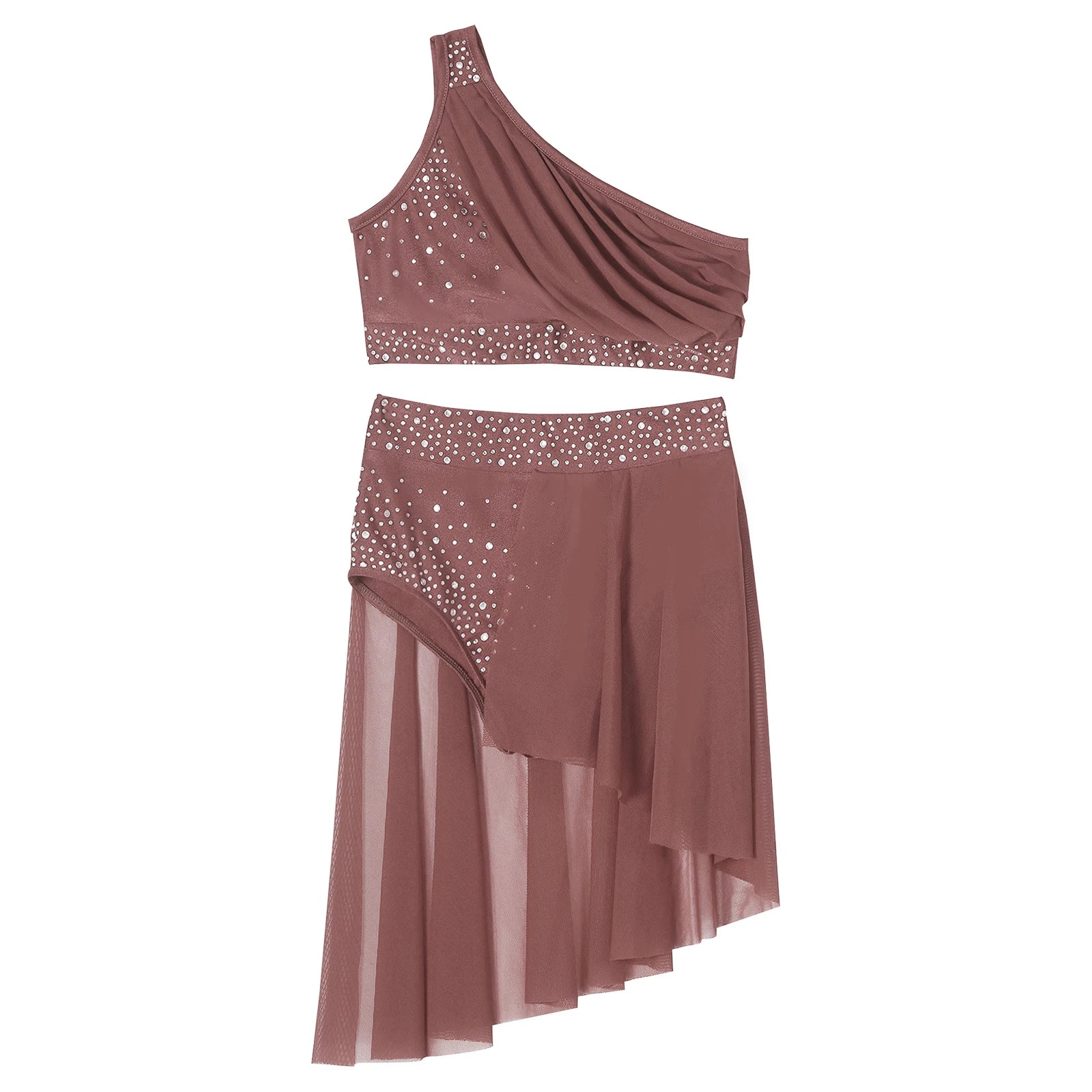 Girls' Lyrical Dance Costume Styles with Rhinestones and Skirted Outfit Options