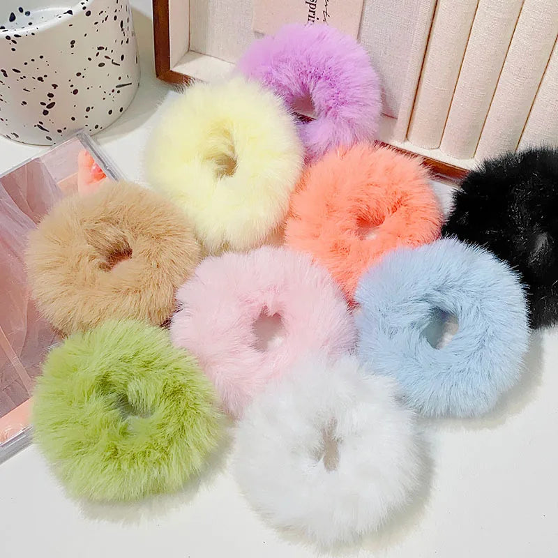 Fluffy Faux Fur Scrunchie Hair Band with Thick and Thin Options