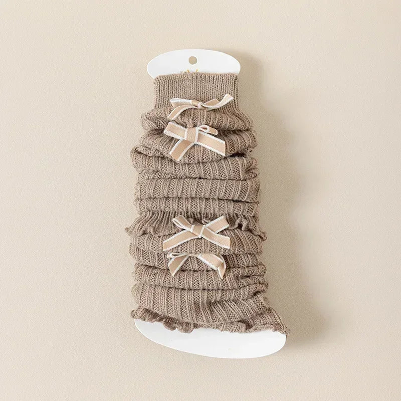 Children's Knit Leg Warmers with Decorative Bow Details