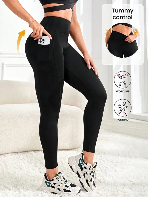 Women's Side Pocket Full Length Leggings For Workout Outfits