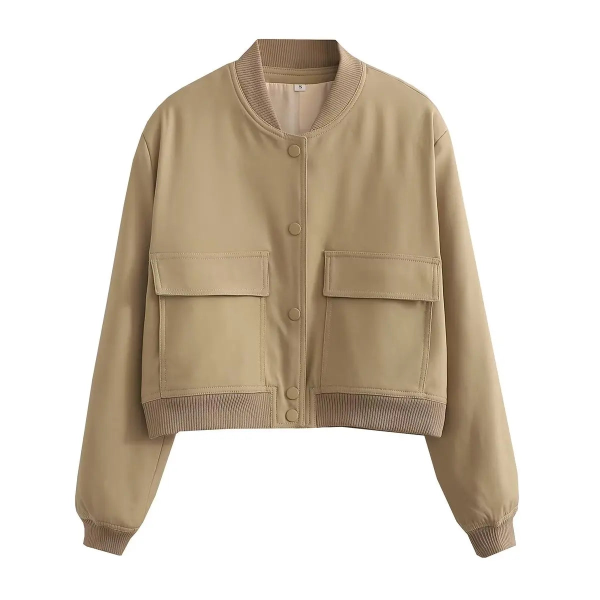 Women's V-Neck Button-Front Bomber Jacket