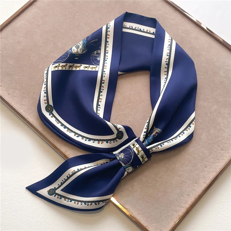 Printed Narrow Neckerchief Scarf with Pointed Tie Ends
