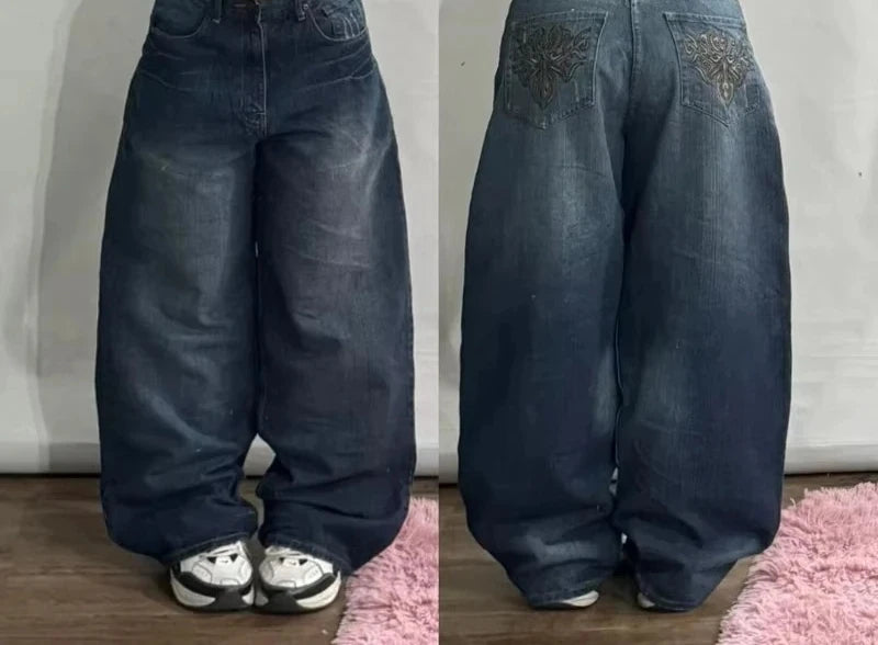 Women's Cargo Wide Leg Pocket Denim Jeans For Everyday Outfits