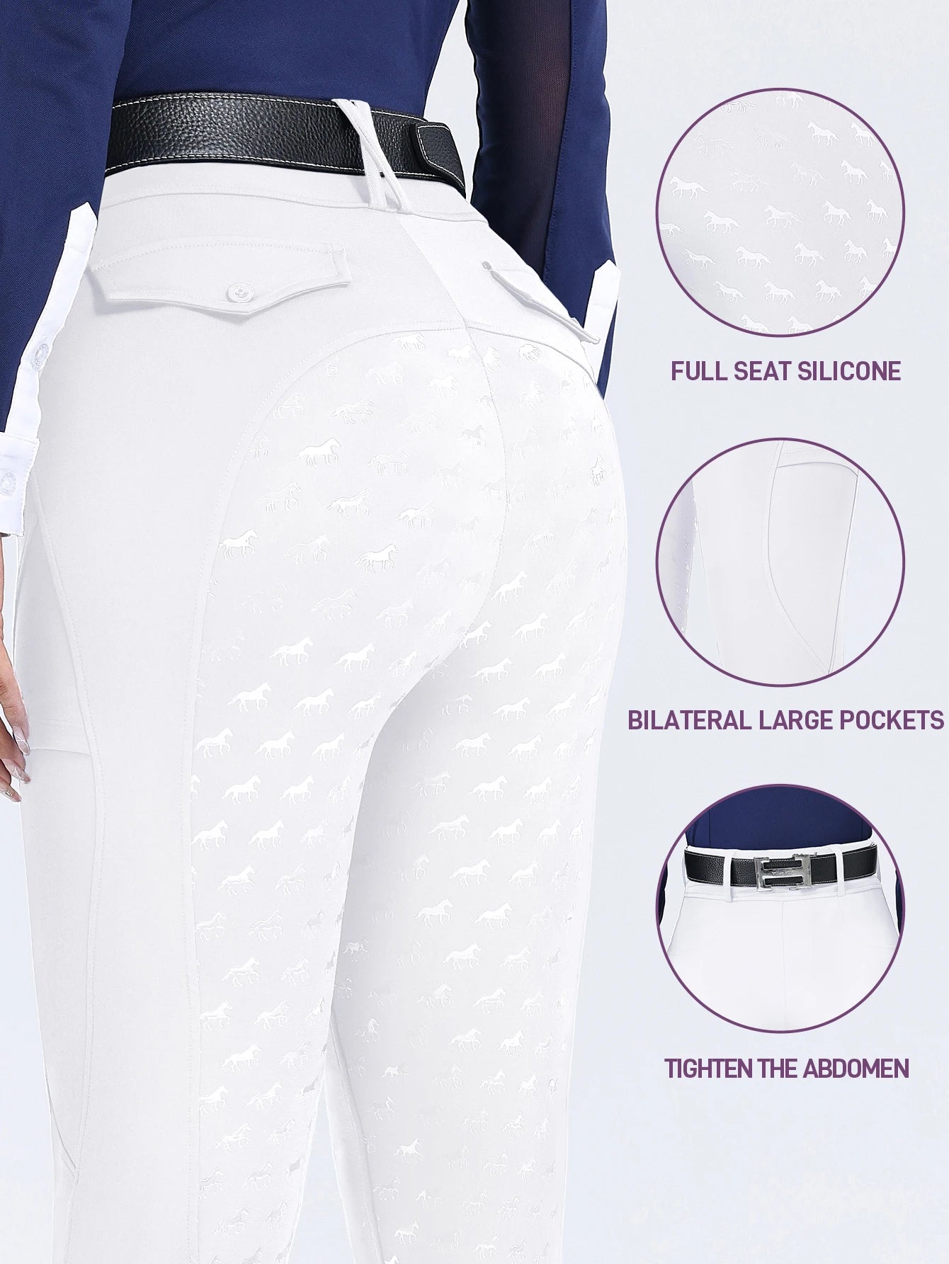 Women's Fitted Riding Pants with Pockets and Grip Panel Style Options