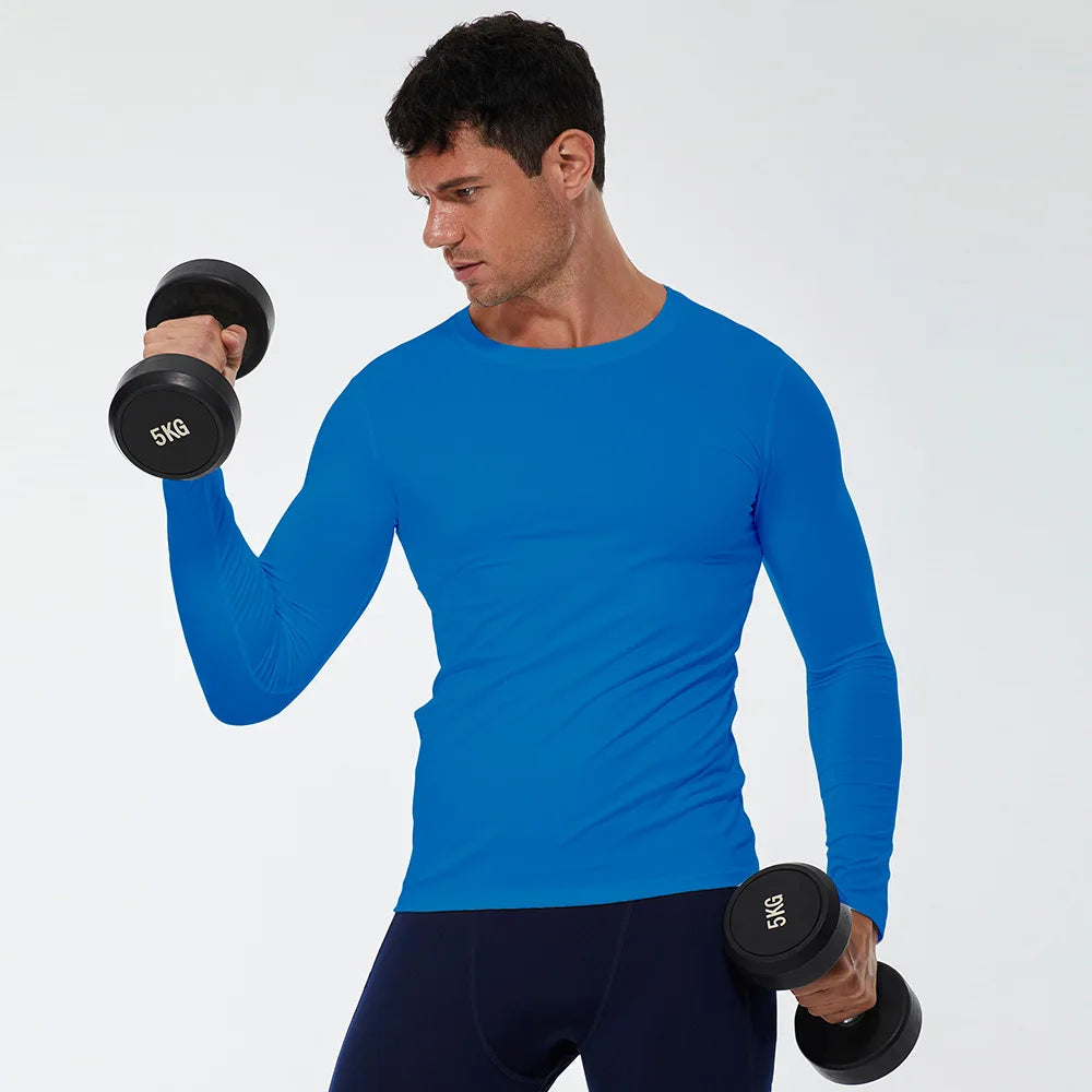 Fitted Crew Neck Long Sleeve Compression T Shirt