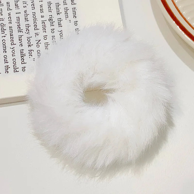 Fluffy Faux Fur Scrunchie Hair Band with Thick and Thin Options