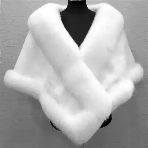 Plush Trim Wrap Cape for Layering over Outfits