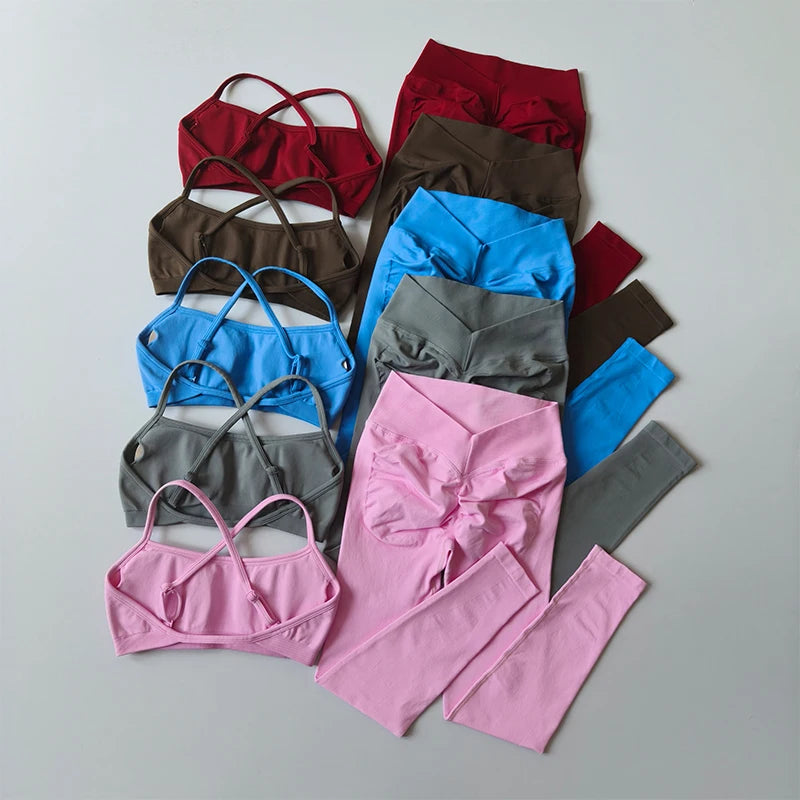 Women's Cross Back Bra And Leggings Yoga Set
