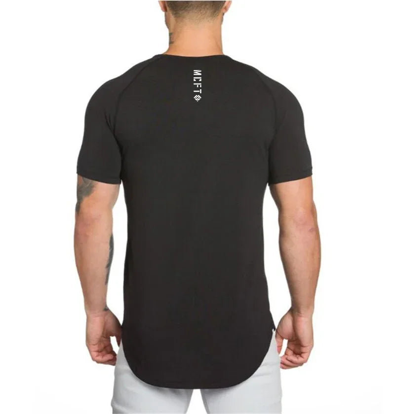 Plain Curved Hem Short Sleeve T-shirt For Sports Outfits