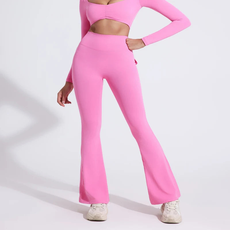 Women's Back Pocket Flared Leggings For Workout Outfits