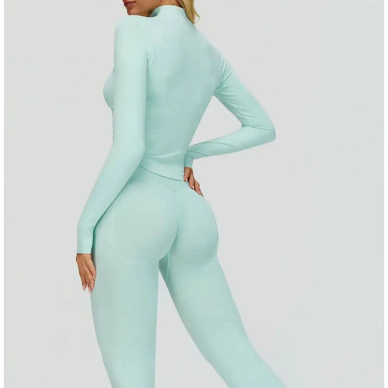 Women's Cropped Layer Bra And Leggings Yoga Set