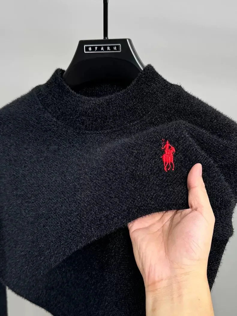Men's Embroidered Crew Neck Long Sleeve Knit Sweater