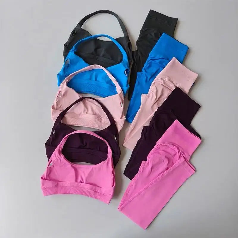 Women's Cross Back Bra And Flared Pants Yoga Set