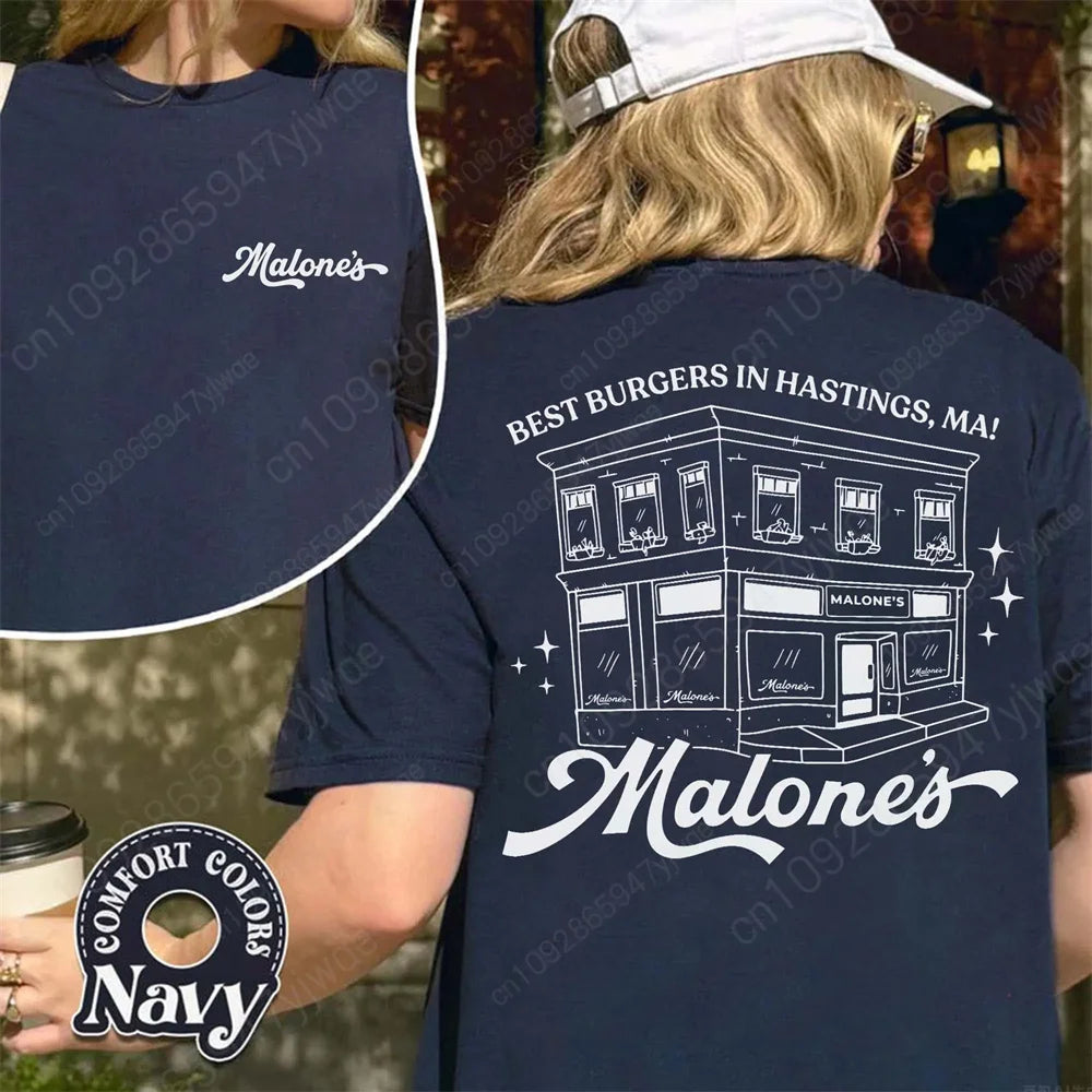 Malones Letter Graphic Short Sleeve T-shirt For Sports Outfits