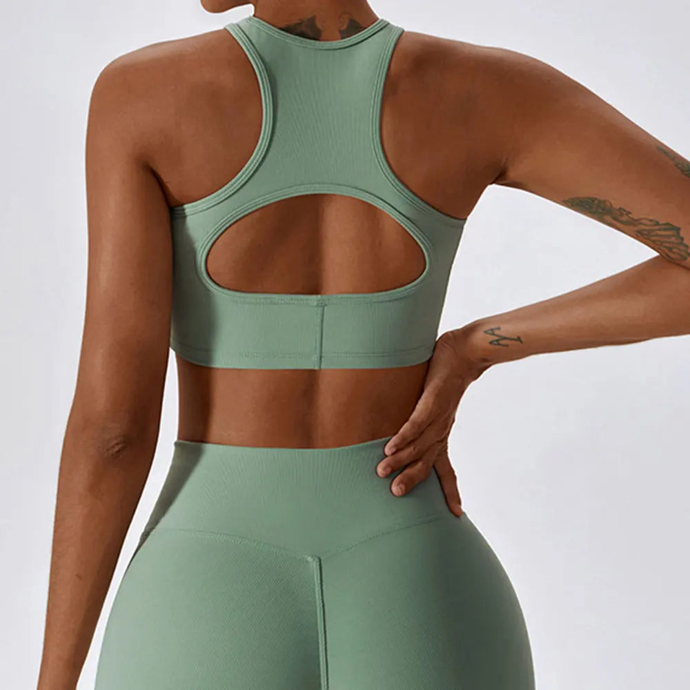 Women's High Neck Keyhole Racerback Sports Bra
