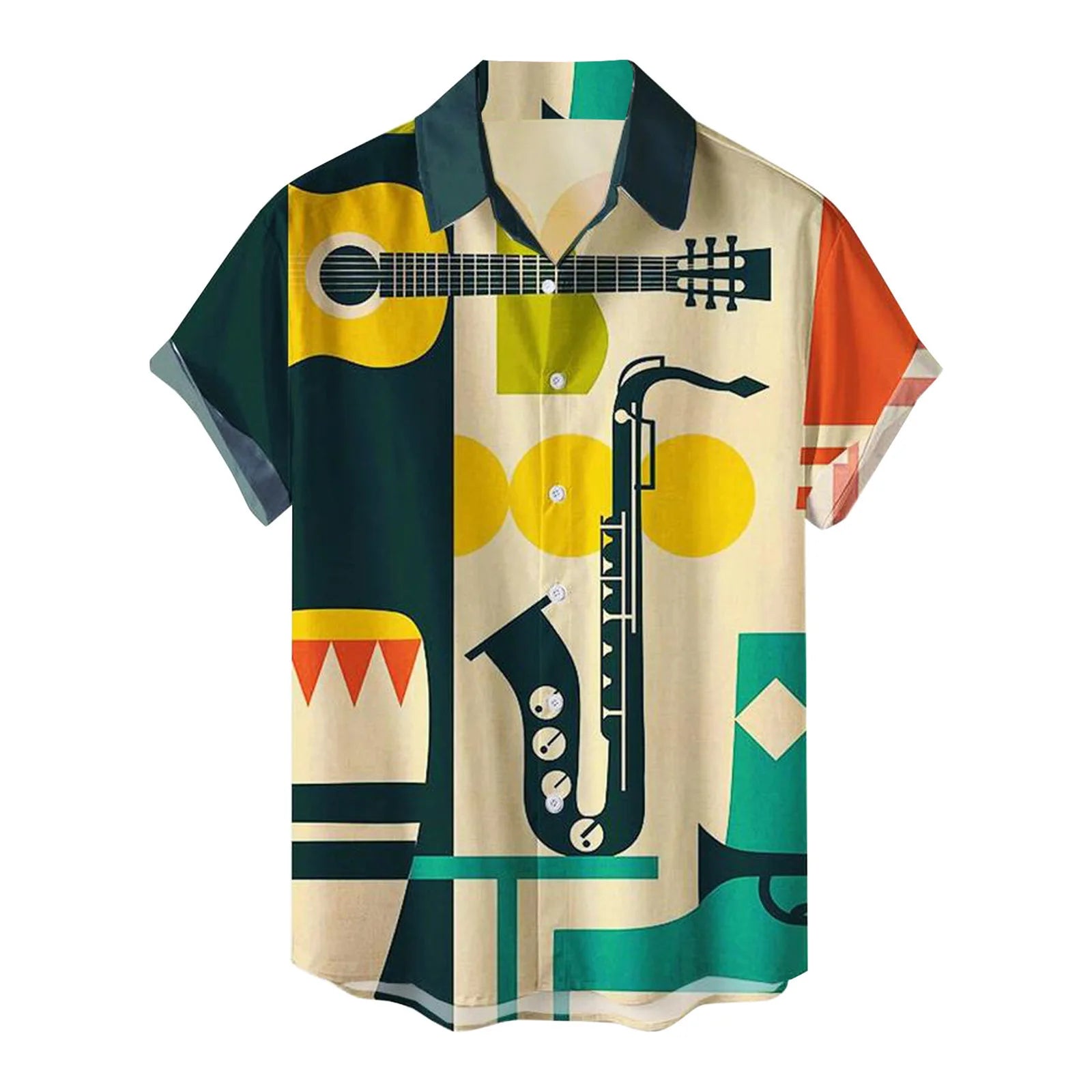 Men's Vacation-Print Short-Sleeve Button-Front Shirt