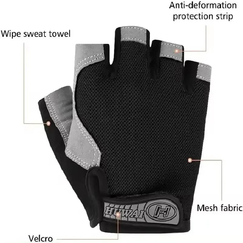Fingerless Cycling Gloves with Adjustable Short Wrist Straps
