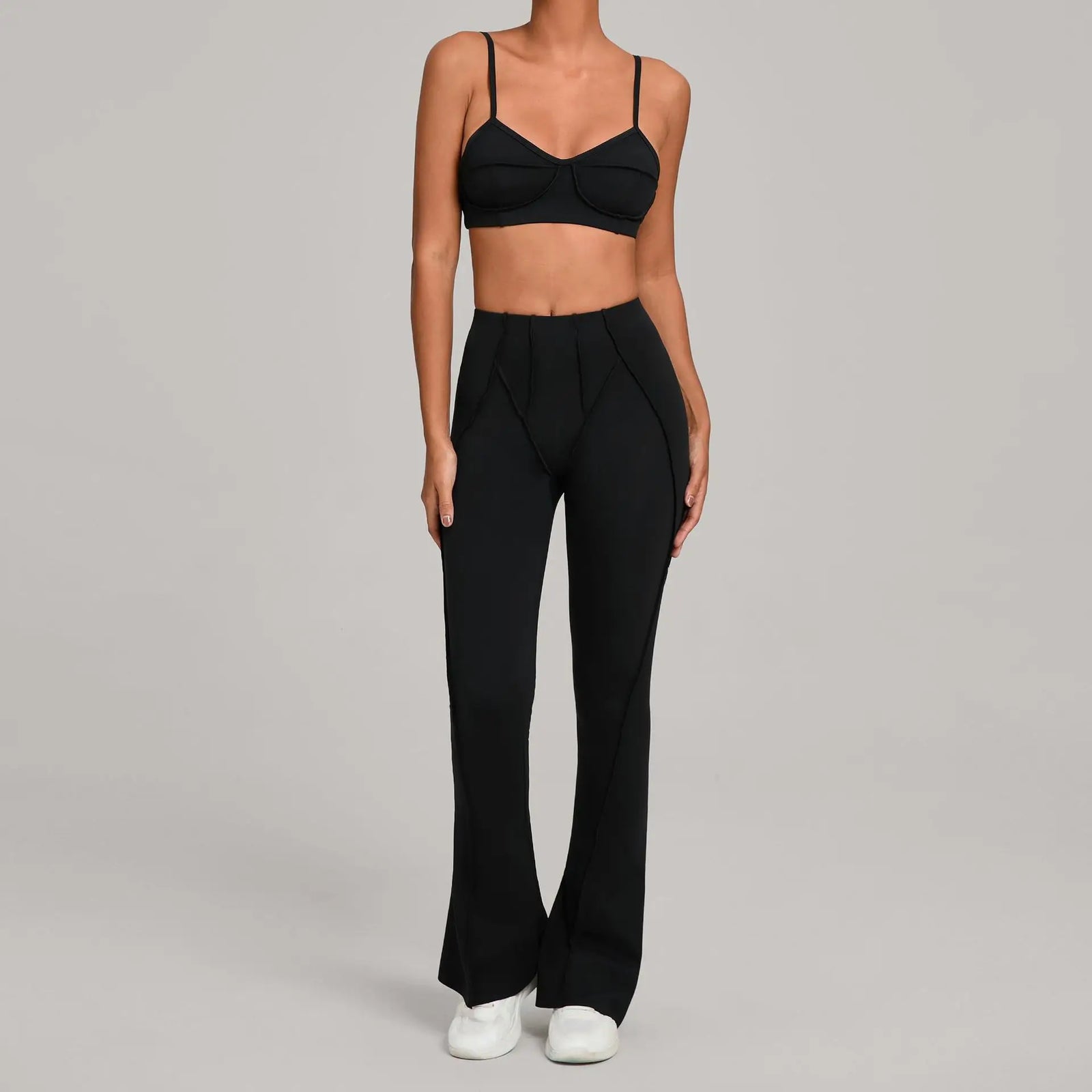 Women's Contrast Seam Bra And Leggings Yoga Set