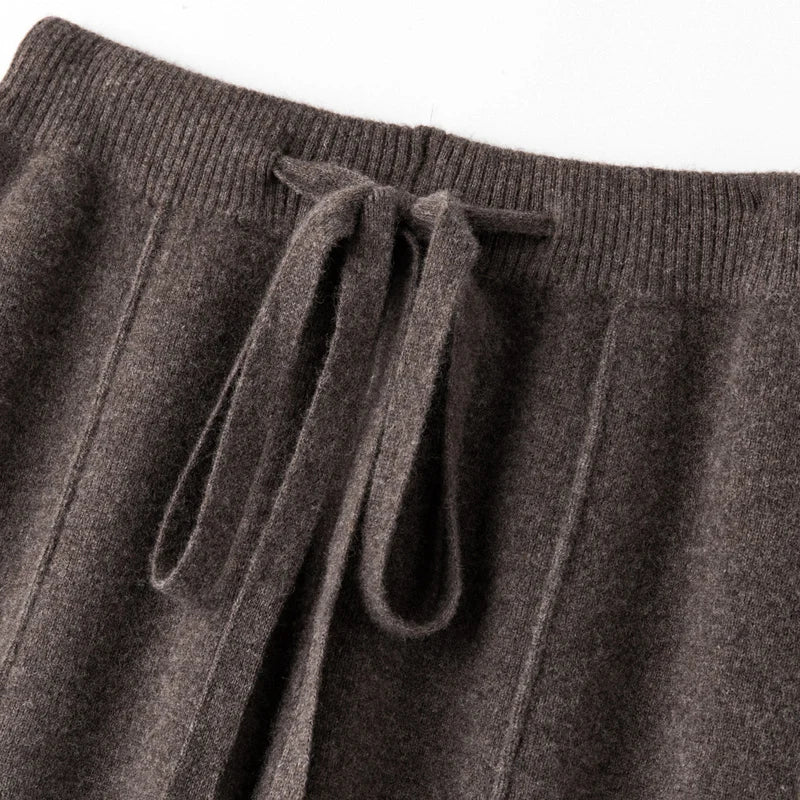 Wide-leg women's autumn winter cashmere high-waisted knitted straight-leg pants high-end casual outerwear loose drape long pants