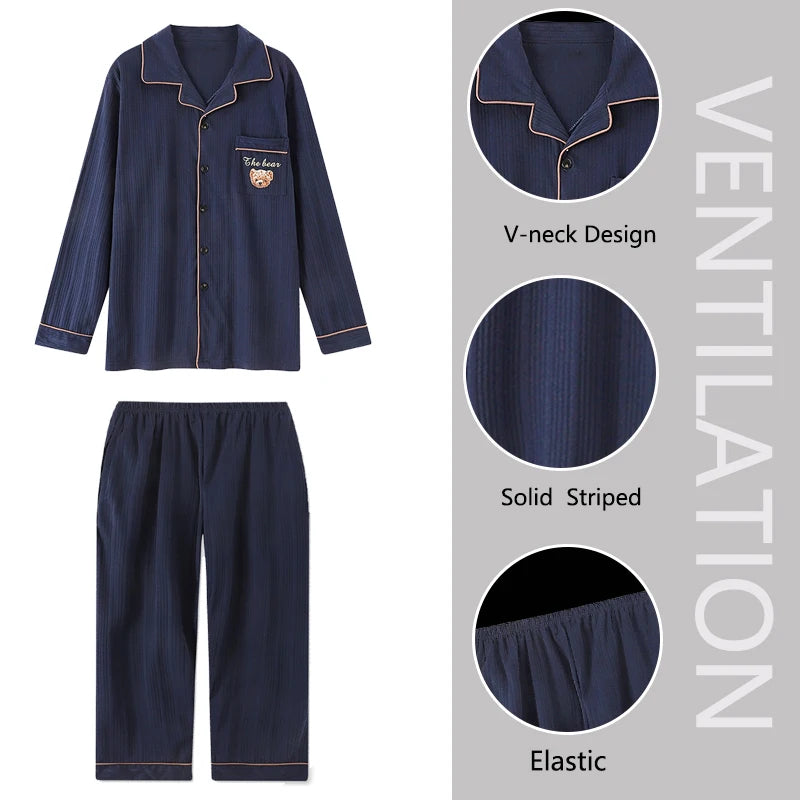 Men's Plaid Button Front Long Sleeve Shirt and Pants Pajama Set