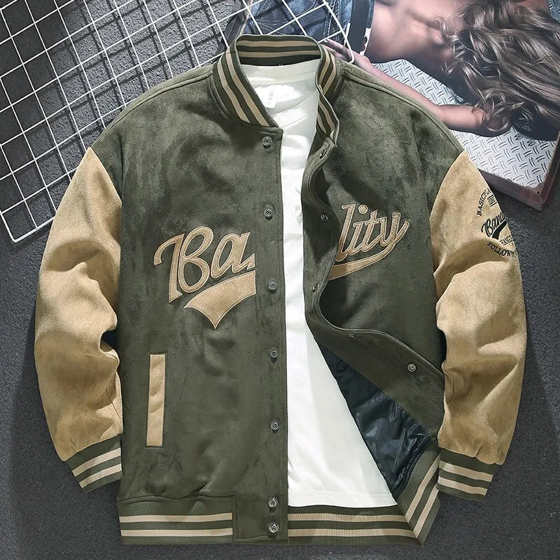 Long Sleeve Casual Streetwear Jacket with Front Closure and Pockets