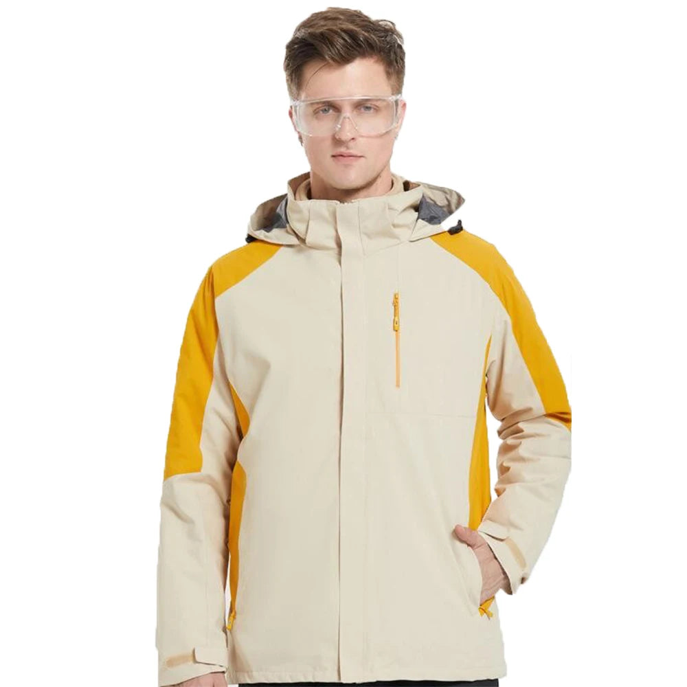 Color Block Hooded Full Zip Long Sleeve Outdoor Jacket