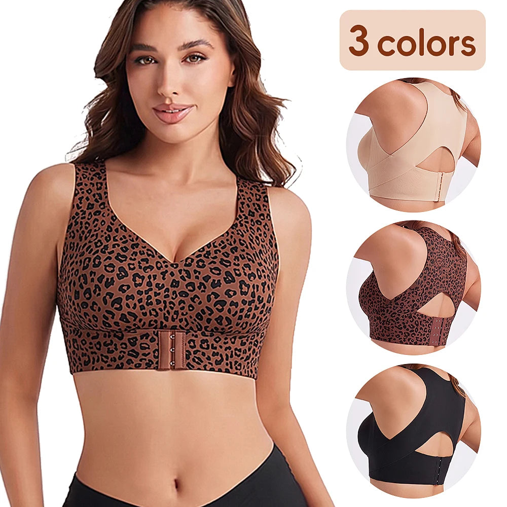 Women's Wide Strap Everyday Bra with Leopard Print Options
