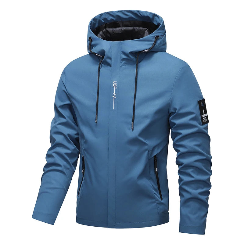 Hooded Long Sleeve Full Zip Outdoor Hiking Jacket with Pockets