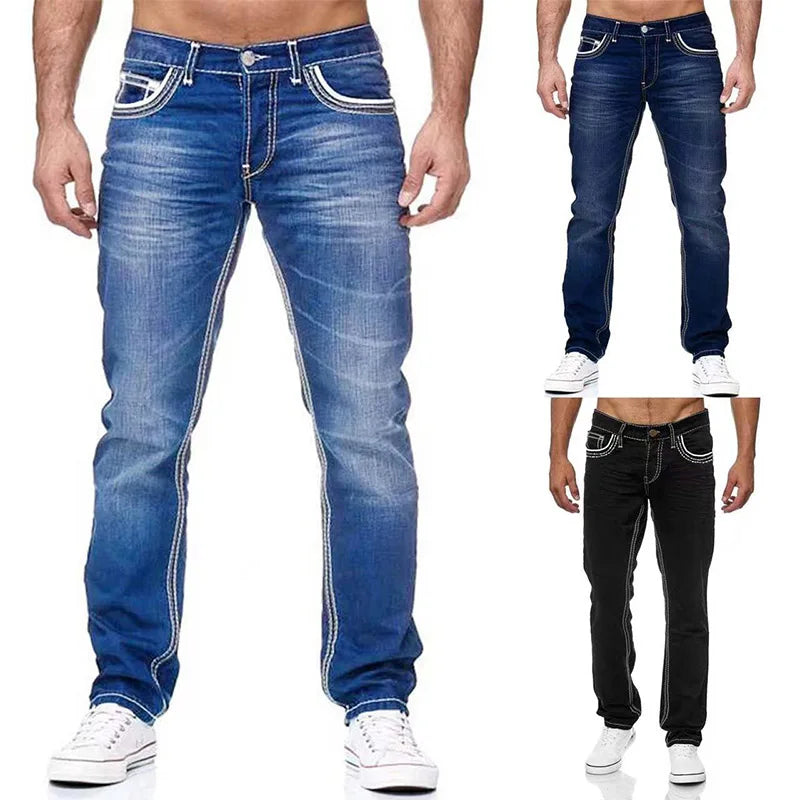 Men's Straight Leg Denim Jeans for Casual Everyday Wear