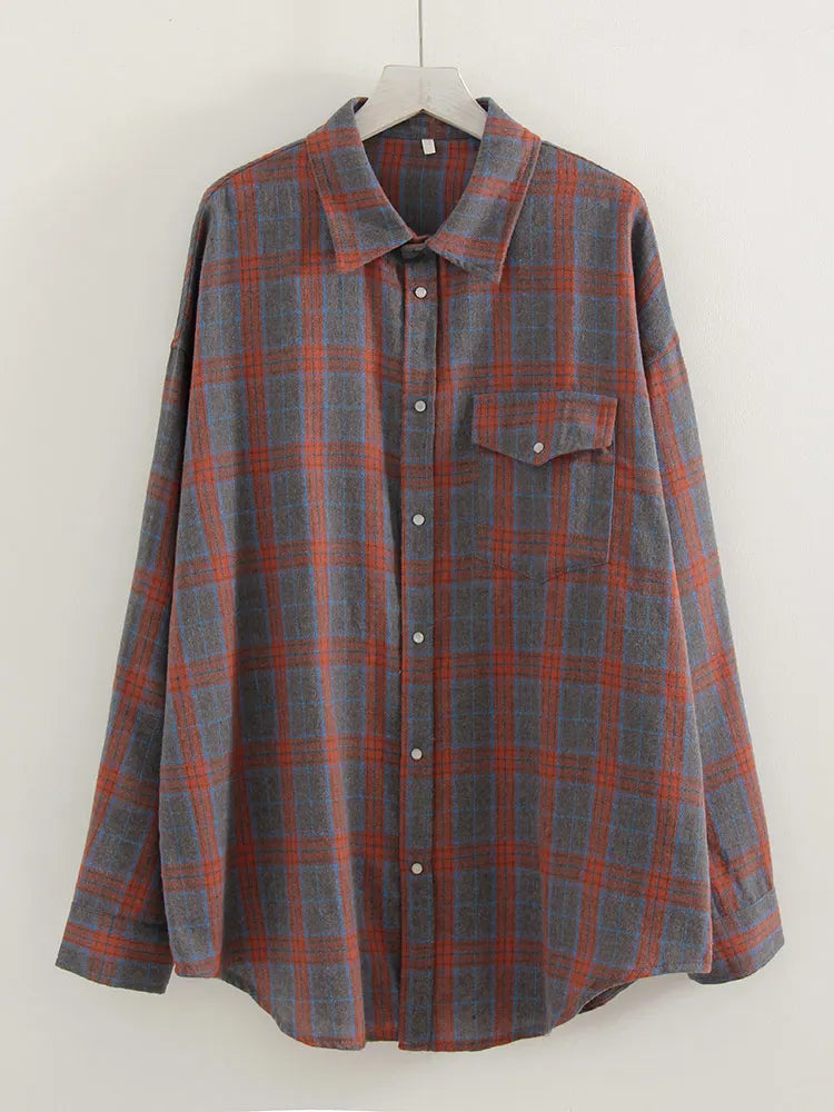 Women's Checked Collared Long Sleeve Shirt