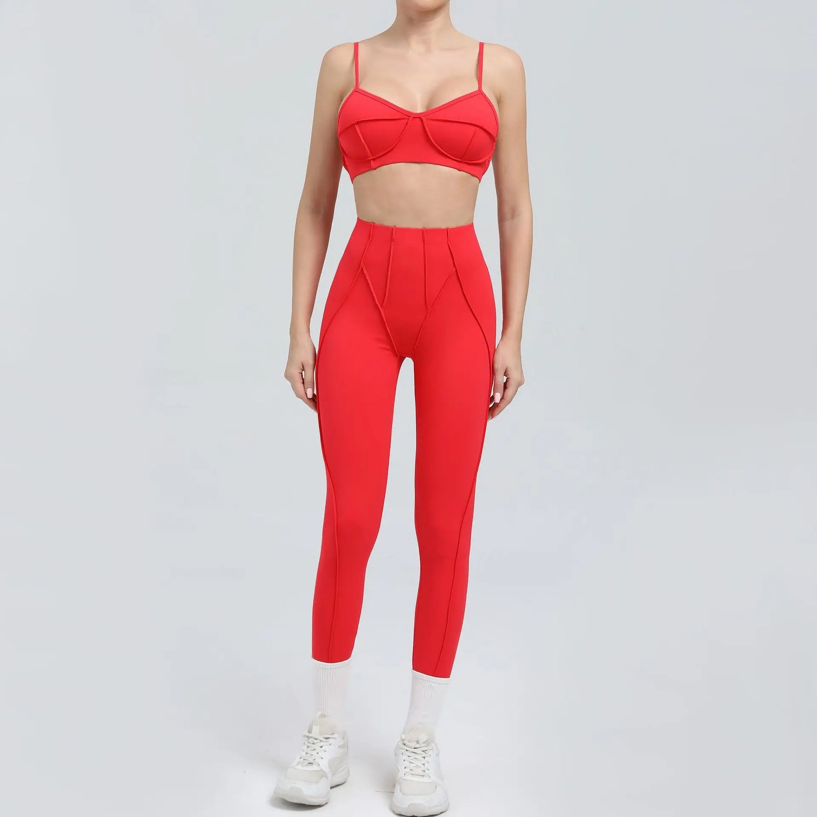 Women's Contrast Seam Bra And Leggings Yoga Set