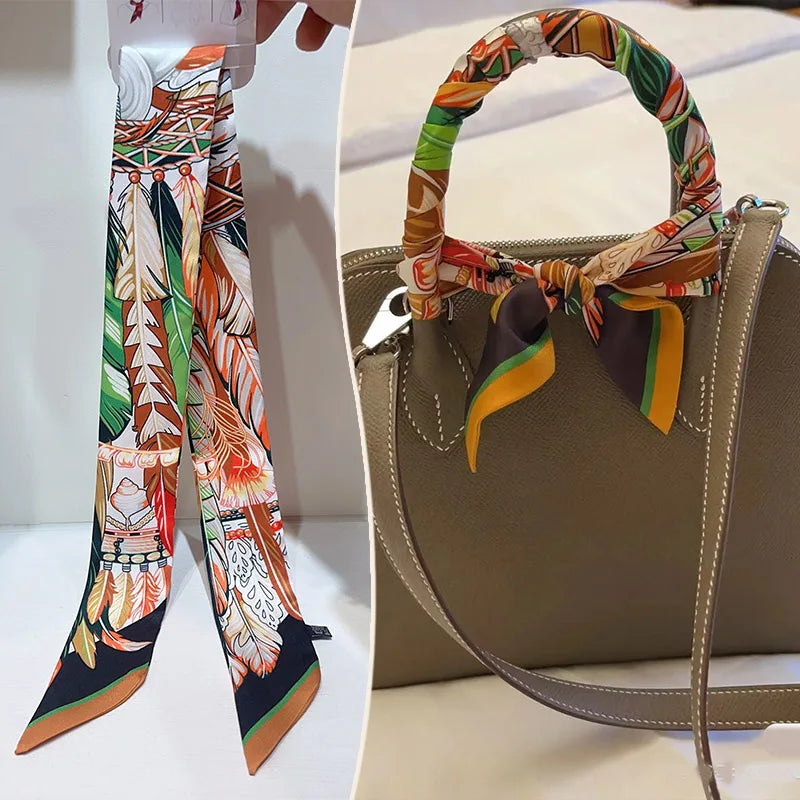 Printed Skinny Scarf for Neck and Bag Handle Styling