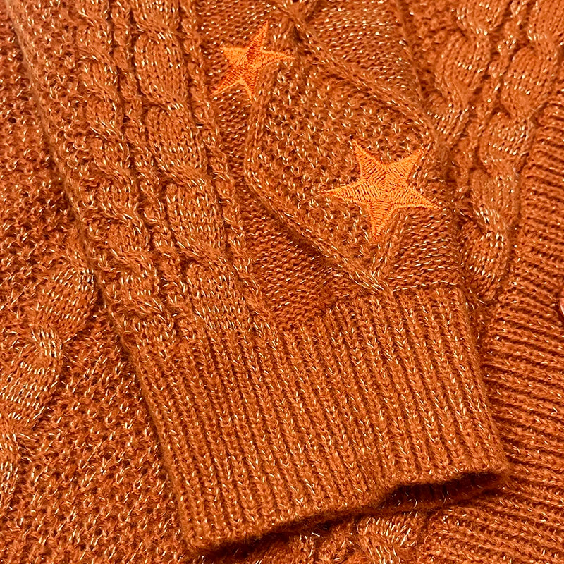 Women's Star Patterned Chunky Button Front Cardigan Casual Knit Layer