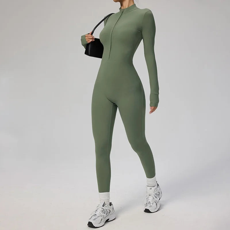 Women's Zip-Front Short-Sleeve Workout Romper