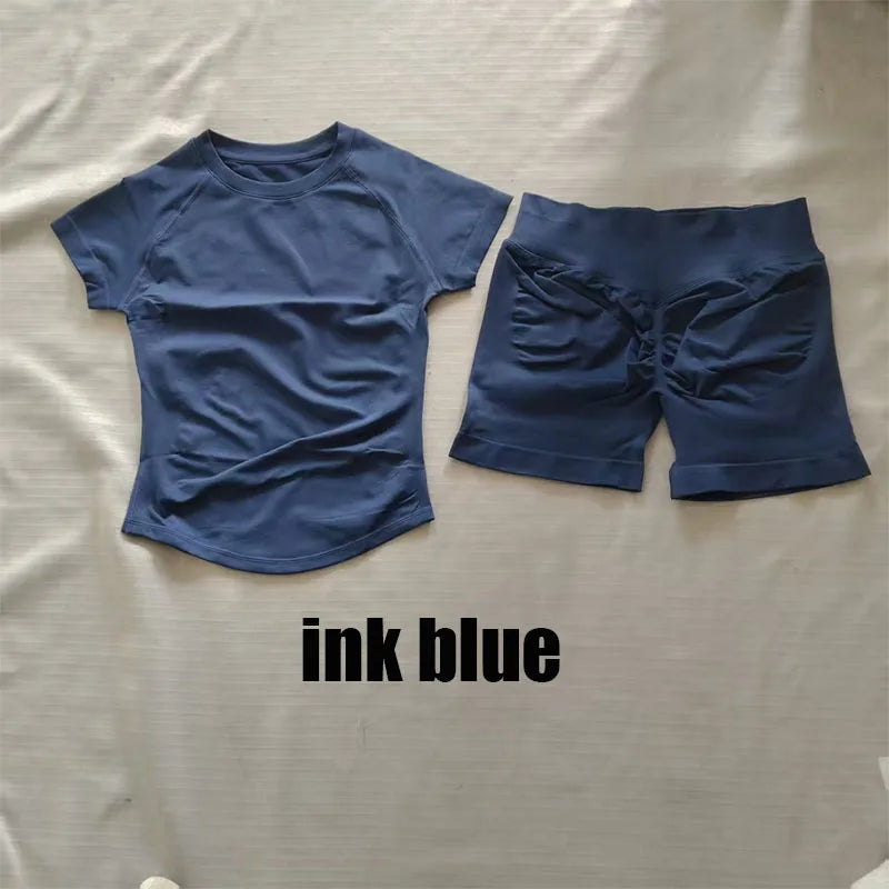 Women's Tee And Shorts Yoga Set For Workout Outfits